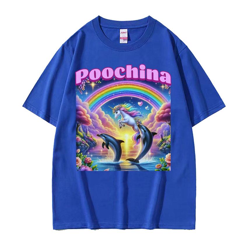 Poochina Brain Rot Ironic Funny Meme Tee Shirt for Men Harajuku Hip Hop Streetwear Tshirt Unisex Oversized 100 Cotton T Shirt