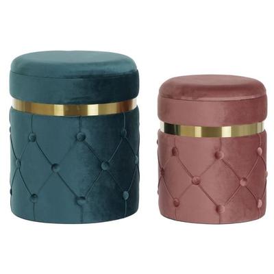 Fotpall - 36 x 36 x 44 cm - Sammet - MDF-trä - Set om 2