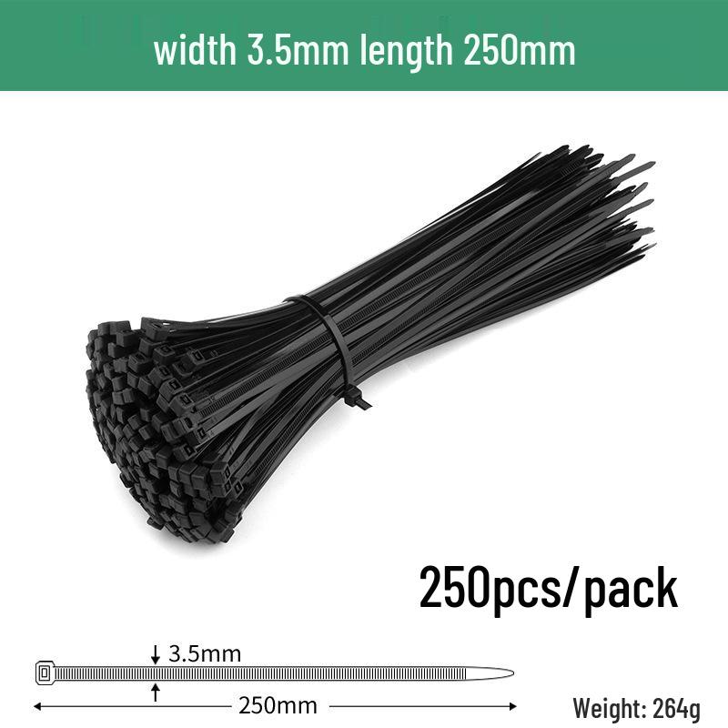 Black Self-Locking Nylon Cable Tie with Strong Anti-Theft Buckle