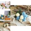 10 Heads Artificial Silk Hydrangea Fake Flowers Bouquet For Elegant Home Decor
