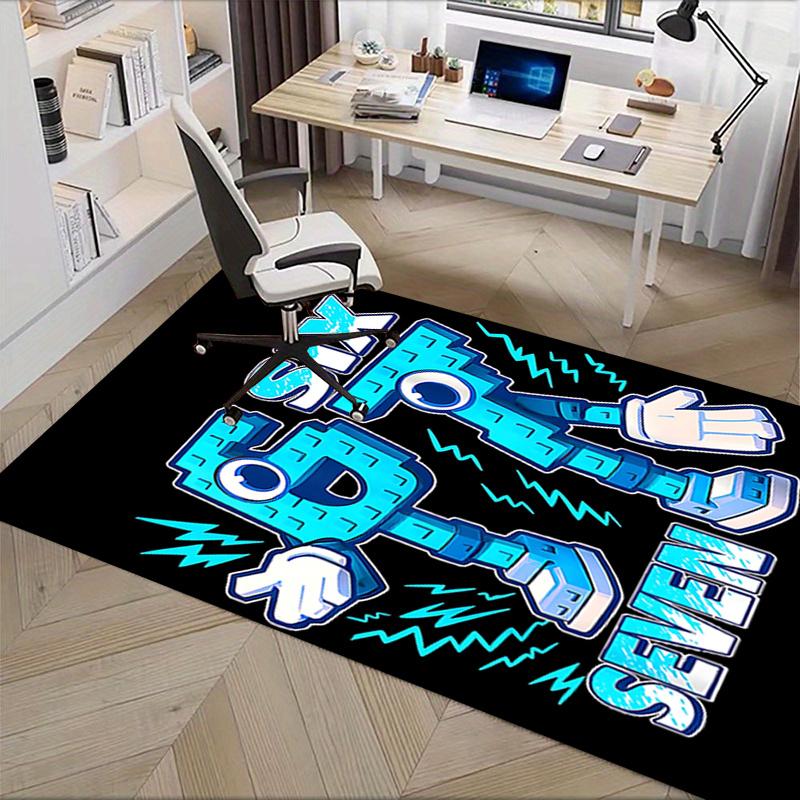 Electric Blue 67 Number Robot Chair Mat Office Carpet for Home Decor, Sofa Rug, Gift Idea for Any Room