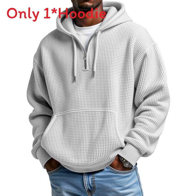 Fall Winter Fashion Mens Hoodie With Waffle Knit Fabric For Casual Streetwear