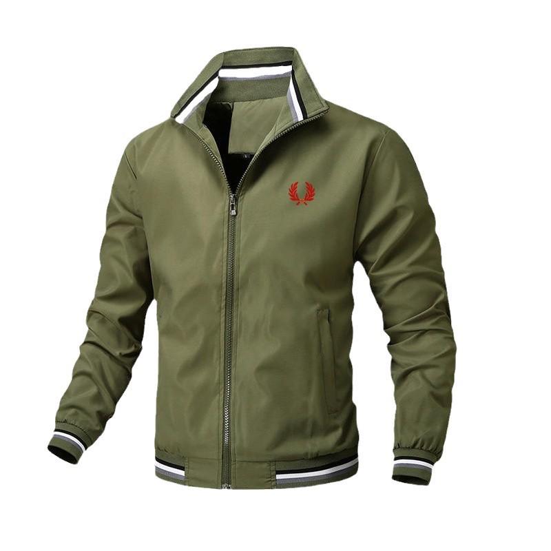 Herren Stickerei Weizen Stehkragen Baseballjacke - Große Größen Lässige Mode für Frühling und Herbst
