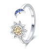 Real 925 Silver Feather Butterfly Flower Sun Moon Animal Design Open Rings Fit For Wedding Party Fine Jewelry