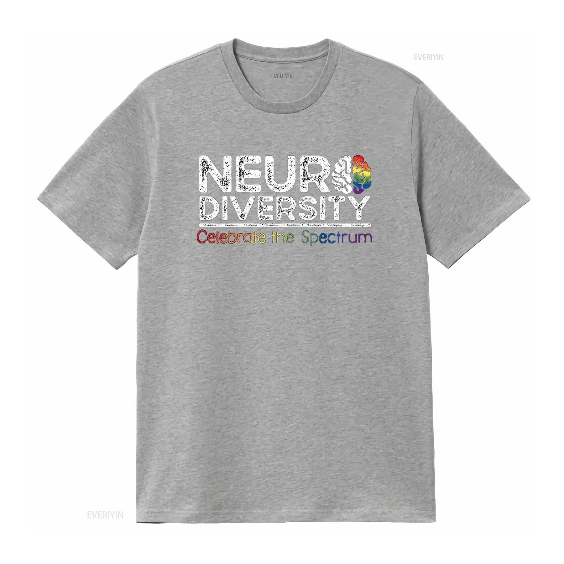 Neurodiversity Celebrate Mental Health ADHD Autism Awareness T Shirt vintage Washed Stretched Soft streetwear Versatile homme S