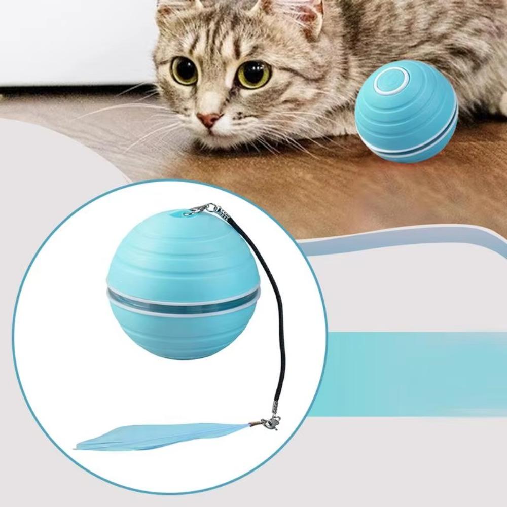 With Feather and Light Interactive Cat Ball Toy Automatic Self-playing Cat Ball Indoor