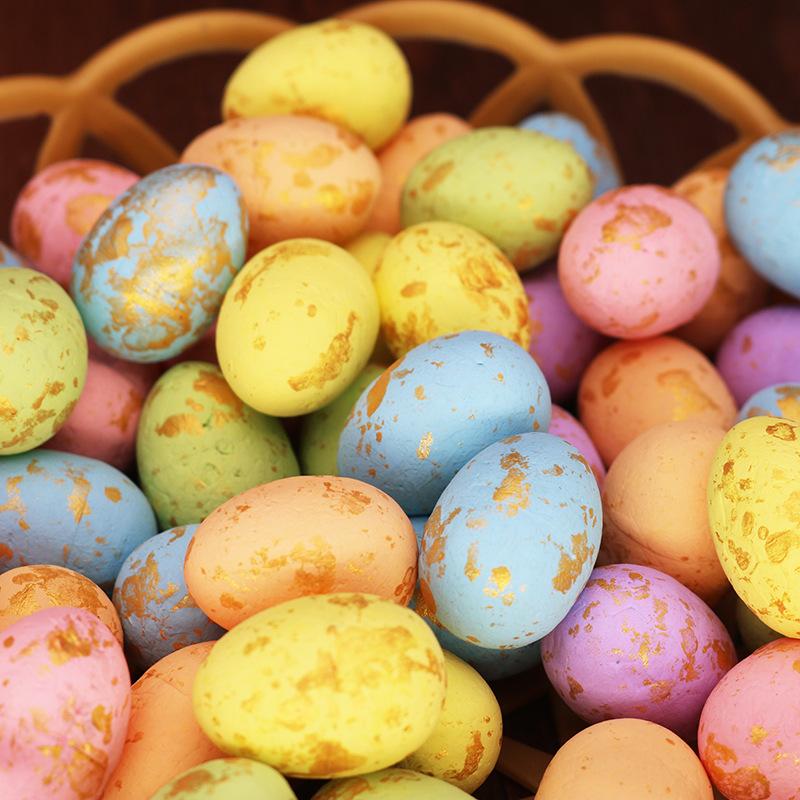 50Pcs Mini Easter Foam Egg DIY Handmade Craft Painted Pigeon Bird Eggs Happy Easter Party Decoration Kids Gift Favor Home Decor