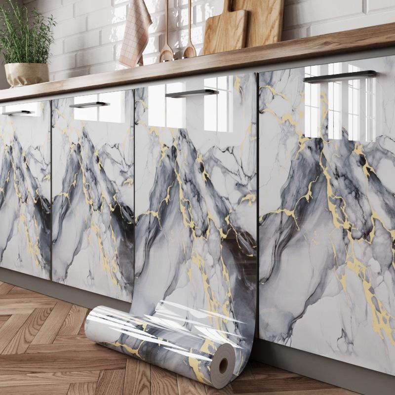 Wodoodporna Samoprzylepna Naklejka Kuchenna w Stylu Marmuru na Szafki i Meble