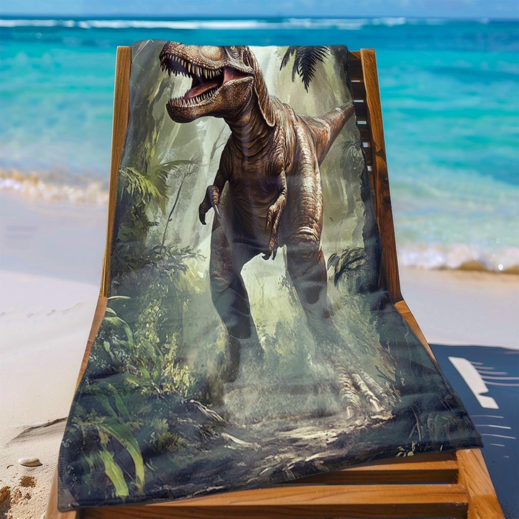 Realistischer Stil Tyrannosaurus Rex Thema Polyester Mikrofaser Strandtuch ist hoch saugfähig, geeignet für Schwimmen und Strand
