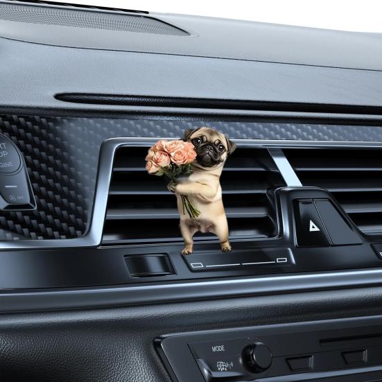 6 Pcs 2D Flat Dog Car Rear View Mirror Charm Acrylic Auto Interior Accessories Christmas Tree Hanging Ornament for Window Backpack Home Decor
