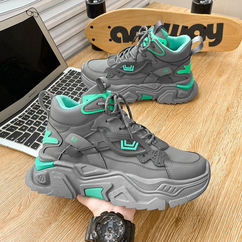 New Men's Fashion Casual High Top Sports Shoes Students Thick Sole Comfortable Sneakers Boys Male Classic Breathable Basketball Shoes