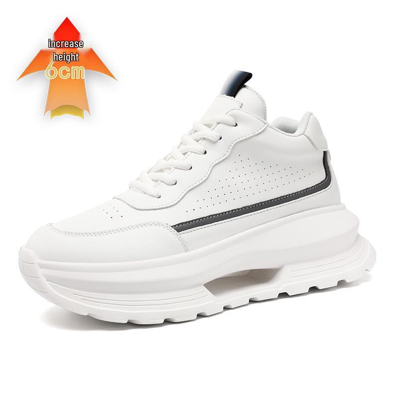 8CM Height Increasing White Dad Sneakers, Thick Sole Retro Casual for Spring and Autumn