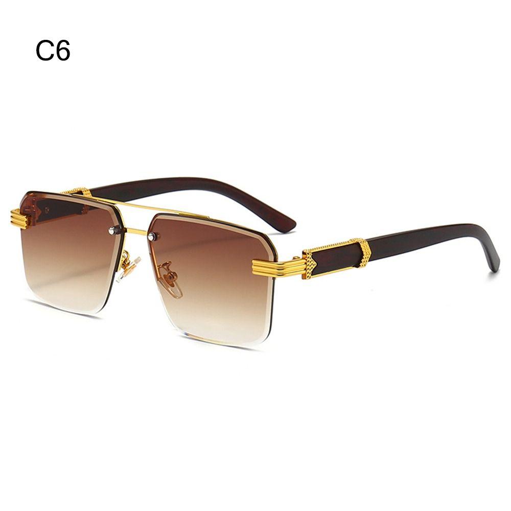 Square Frameless Sun Glasses UV400 Cutting Lenses Eyewear Retro Gradient Shades  for Women