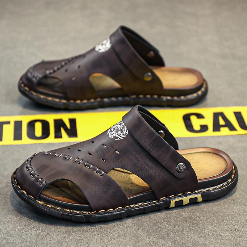 

Fashion CYYTL Mens Slippers Casual Shoes Beach Sandals Summer Outdoor Slides Leather Walking Comfort Luxury Designer Fashion Lightweight 47