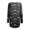 Women's Fashion Casual Long Sleeve  Print Round Neck Pullover Top Blouse