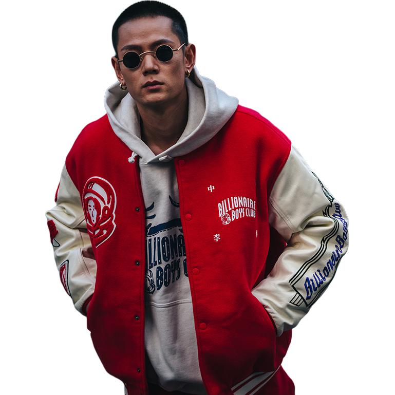 Li Ning X Billionaire Boys Club Collaboration Daily Prosperity Series Comfortable Casual Simple Color Block Loose Letter Cotton Jacket AJMU103-2