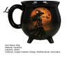 Anniversary Birthday Gift Ideas Halloween Witch Cauldron Mug 350ml Vintage Gothic 3 Legged Magic Pot Black Glaze Pot Cat Ceramic Coffee Cup for Home