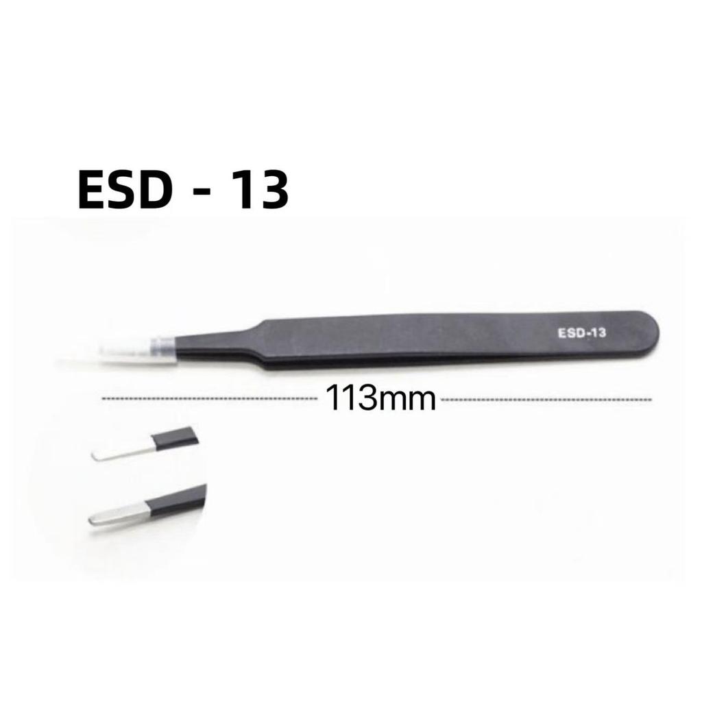 Black Anti-static Stainless Steel Bent Tip Tweezers Set for Nail Art, Journaling, and Household Use