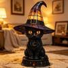 Lámpara de Resina con Sombrero de Bruja de Halloween Luz de Noche USB Decoración de Mesa Gótica para Fiesta Interior