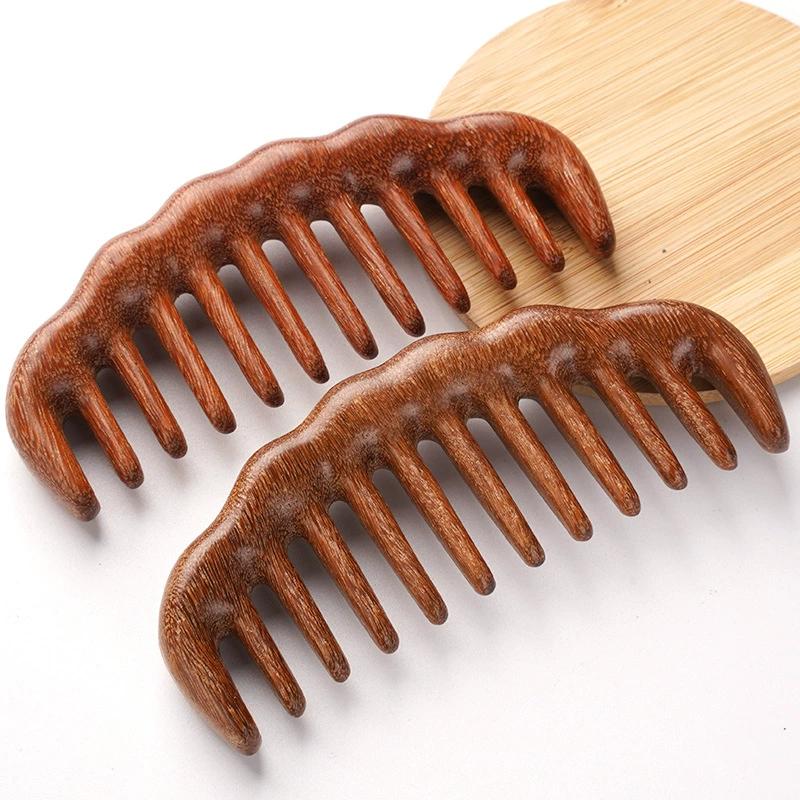 Natural Sandalwood Hair Comb Wide Tooth Detangling Hair Brush Women Wooden Detangle Combs Anti-Static Scalp Massager Hair Care