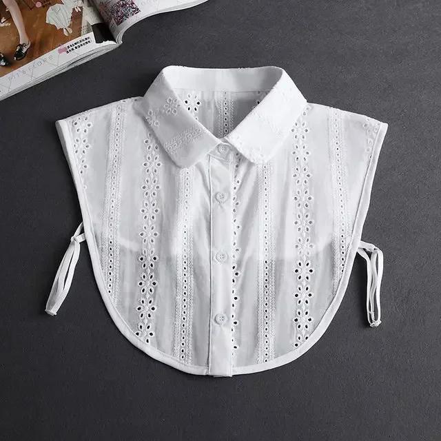 Damen Spitze Abnehmbarer Kragen Vintage Einfarbig Falscher Kragen Revers Bluse Top Verstellbar Frauen Damen Falscher Blusenkragen