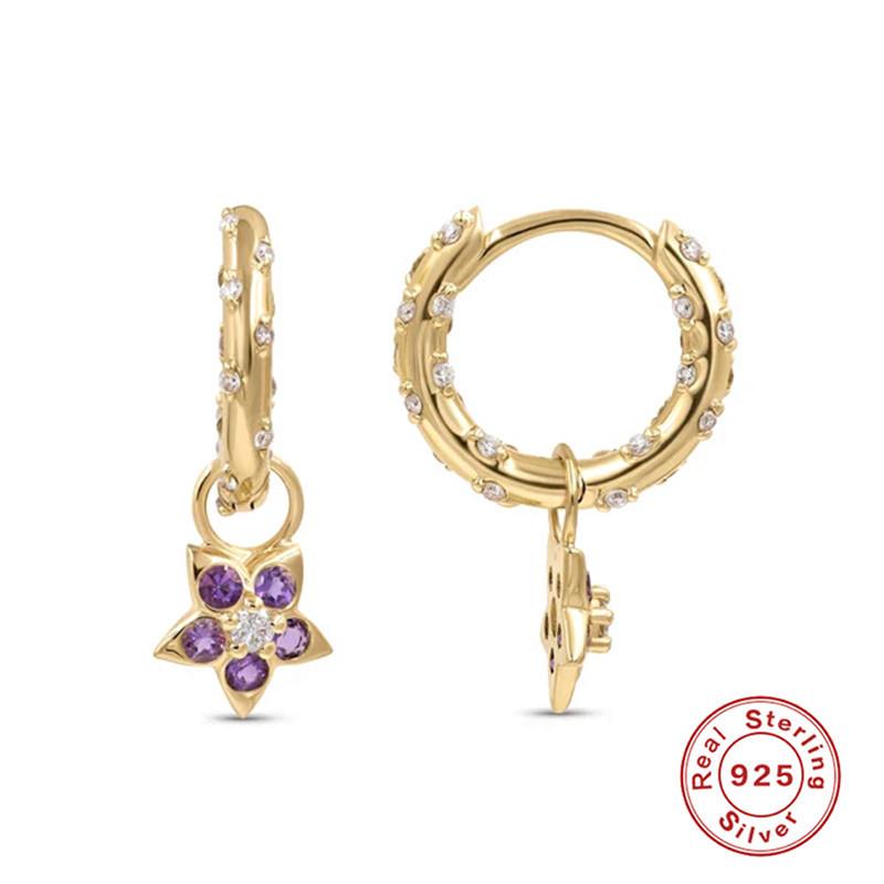 

Персонализированные и креативные серьги с змеей, романтичные фиолетовые цветочные жемчужные серьги, дизайнерские серьги с пряжкой из стерлингового серебра 925 пробы 925 Silver