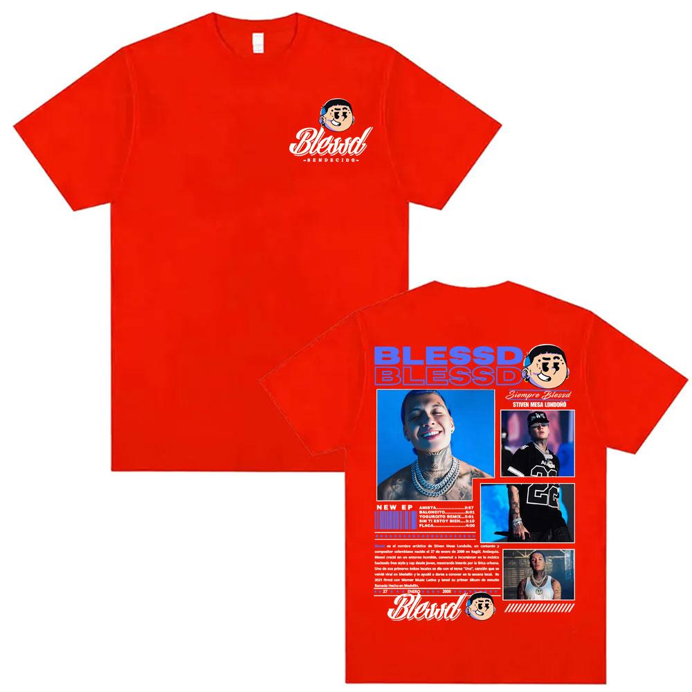 

Blessd El Bendito Album Tour 2026 Merch T Shirt Men Women Casual Cotton High Quality Summer Fashion Hip Hop Tshirt Streetwear S