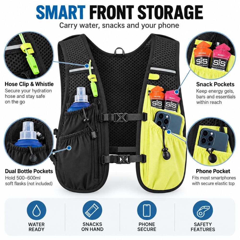 Breathable Trail Running Pack Lightweight Hydration Backpack Running Vest Pack  Outdoor Running