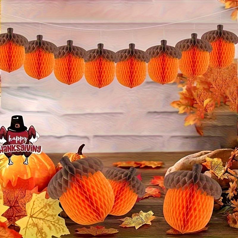 1/2pcs Elegant Orange Honeycomb Tassel Decor - Paper Pom Poms for Weddings, Home Decor - Perfect for Thanksgiving Centerpieces