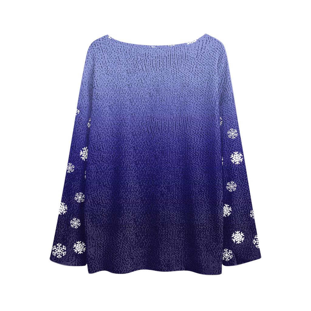 Womens  Fall Sweaters Long Sleeve Print Tops Pullover Sweaters Loose Dressy Casual Basic Clothes