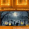 2D Flat Printing Party Banner 1 Piece Per Pack Full Moon Cemetery and Bat Pattern Extra-large Garage Background cloth.PMJ