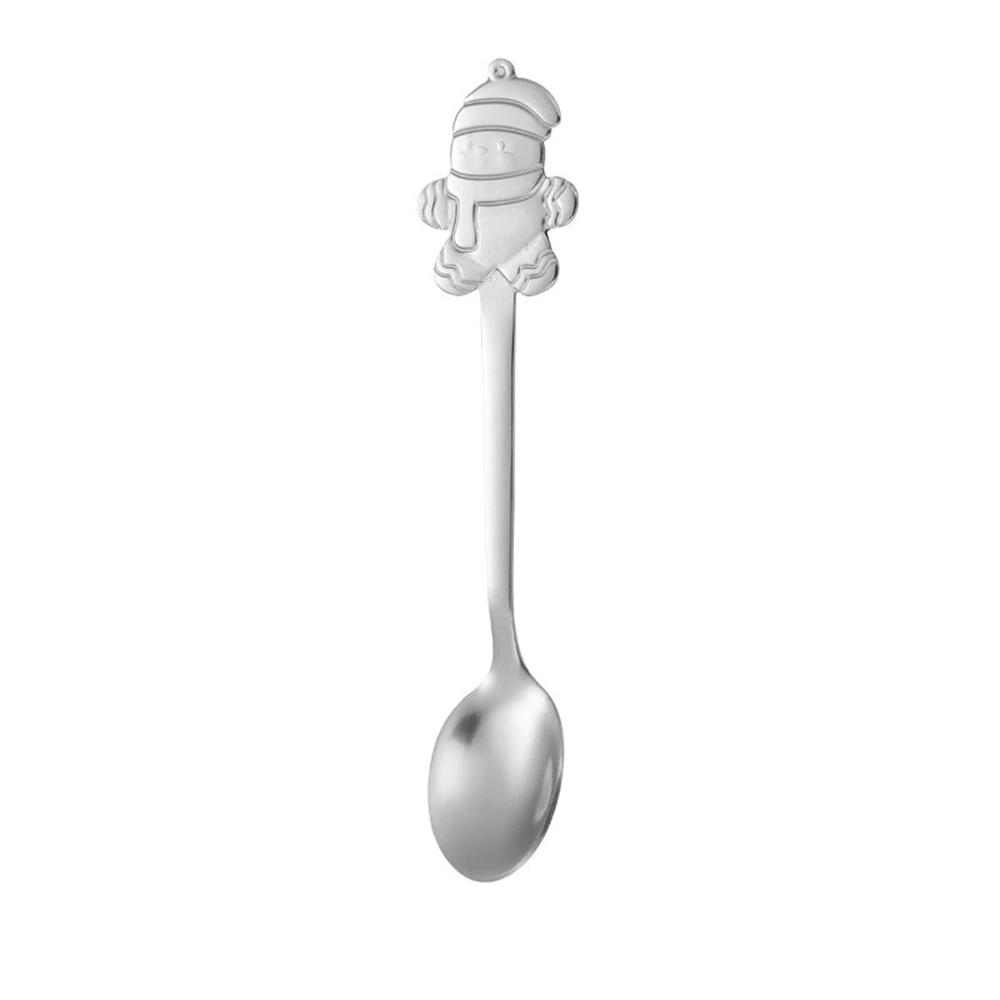 4/1PCS Christmas Dinnerware Stainless Steel Coffee Spoon Dessert Fruit Fork Cartoon Santa Claus Spoon Fork Xmas Table Supplies