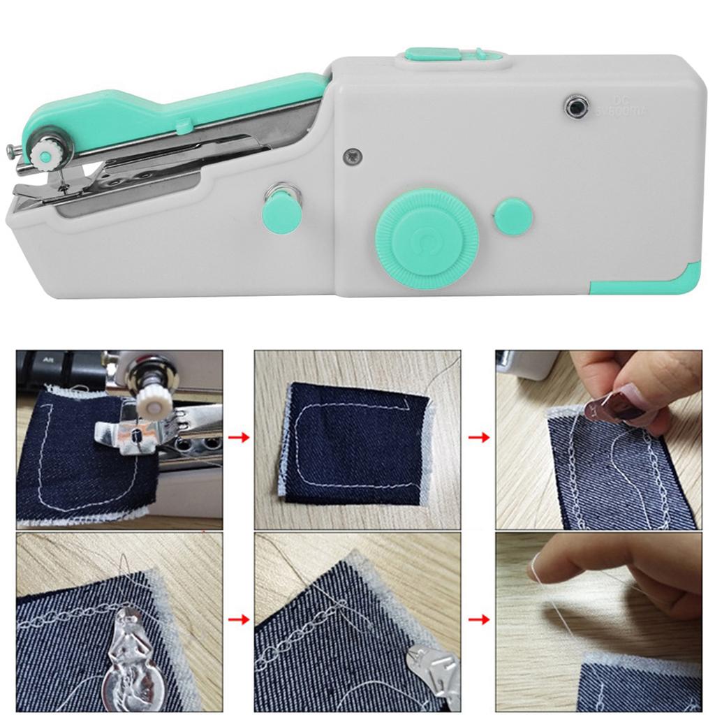 Portable Hand Sewing Machine DIY Mini Household Electric Stitch Needlework Tool Blue