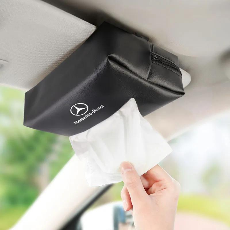 EBS4  Hot 2025 Car Tissue Box Holder Napkin Towel Organizer Bag Tissues Storage For Mercedes Benz AMG W204 W205 W203 W211 W212 W213 W2