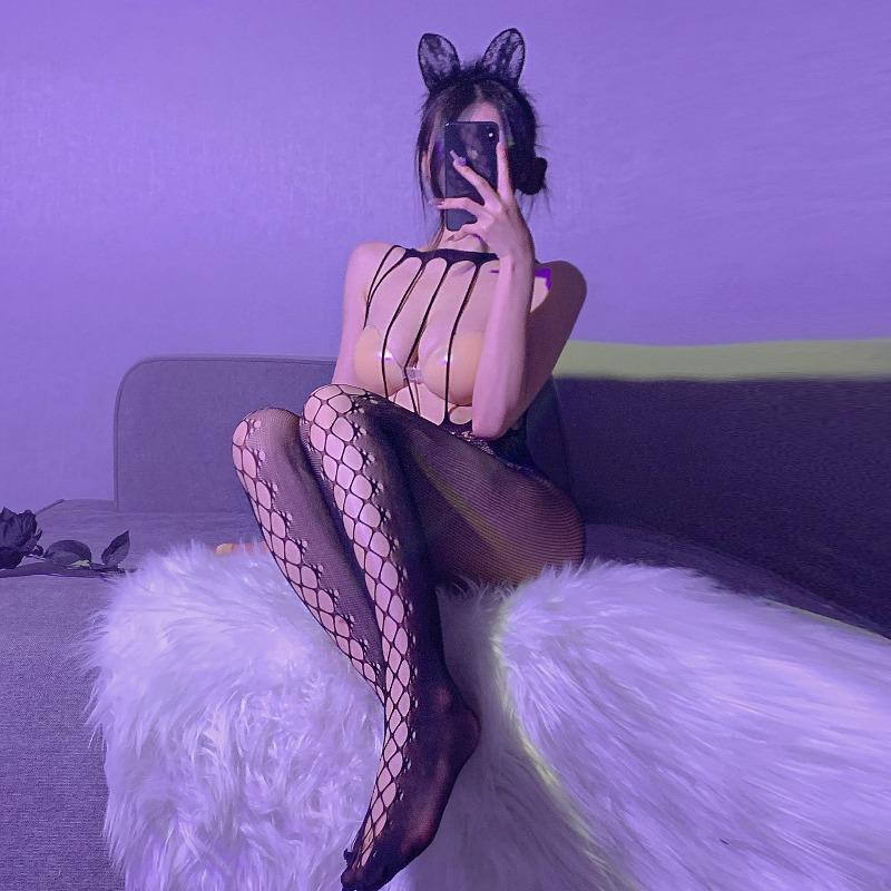 Sex Underwear Hollow Transparent One-piece Open Socks Passion Can Tear Net Clothes Sm Temptation Black Silk Sexy Battle Suit