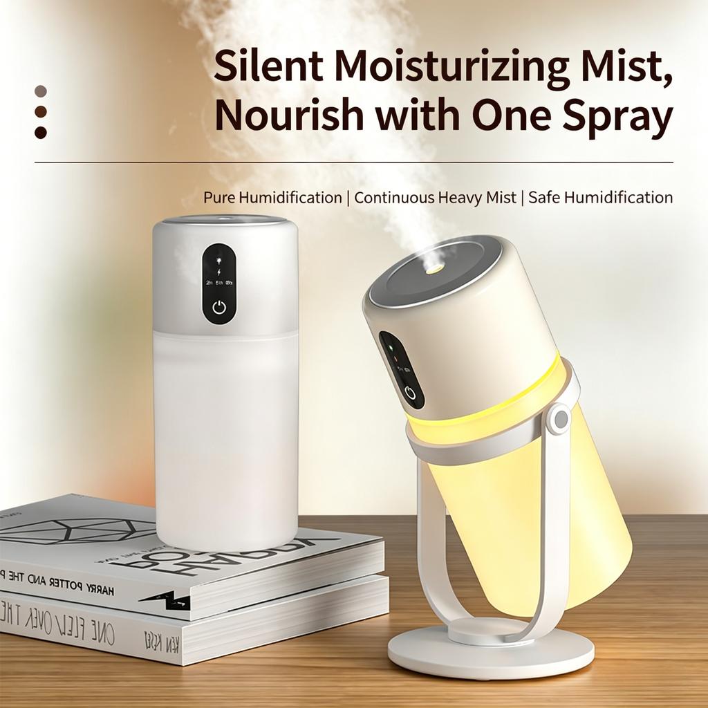 Portable 300ml Ultrasonic Humidifier Plug-in Rechargeable Low Noise Desktop Humidifier for Home Office Air Conditioner Hydration