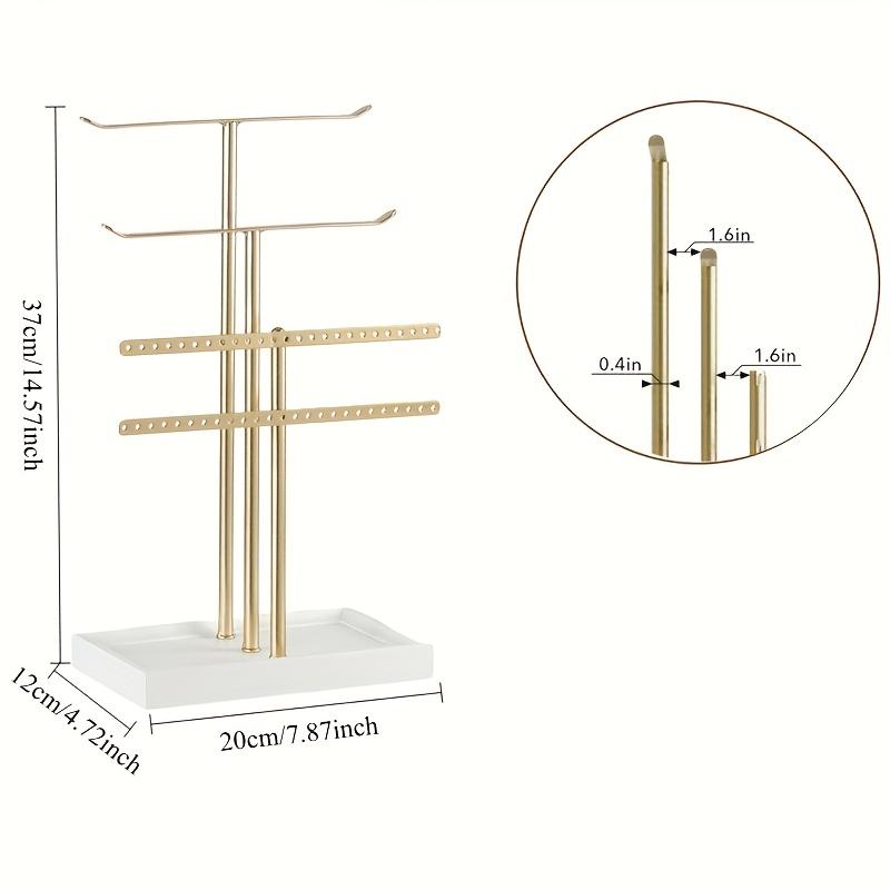 1PC Jewelry Stand Holder Organizer: 14.5" Sturdy Hanger for 80 Pcs Jewelry, Gift for Women, Gold Jewlery Tower for Necklace