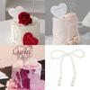10PCS White Imitation Pearl Bow Cake Decorations Bow Dots Cupcake Toppers for Children's Birthday Baby Shower Cake Decorations