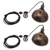 2 Set Vintage Industrial Plug in Pulley Pendant Light with 19.6ft Cord Bronze Dome Ceiling Light