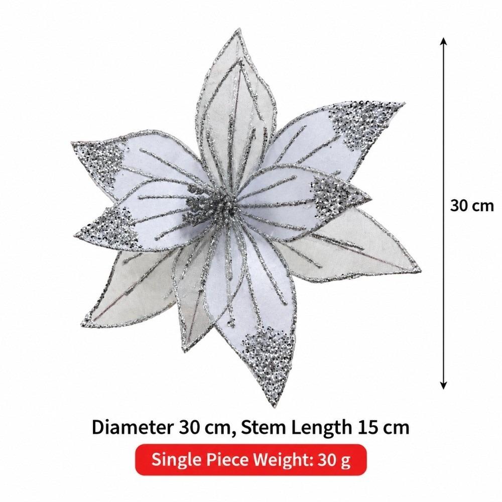 Sparkling Artificial Poinsettia Flower DIY Simulation Flowers Sequins Flower  Wedding Decoration