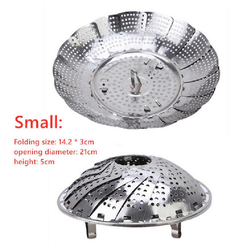 Folding Stainless Food Steamer Vegetable Fruit Food Basket Mesh Steamer Rack Cookware Utensils for Cooking Steam Dia.21/26/28cm