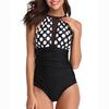 Women  Flower Print Keyhole Mesh   Ruched Monokini Swimwear