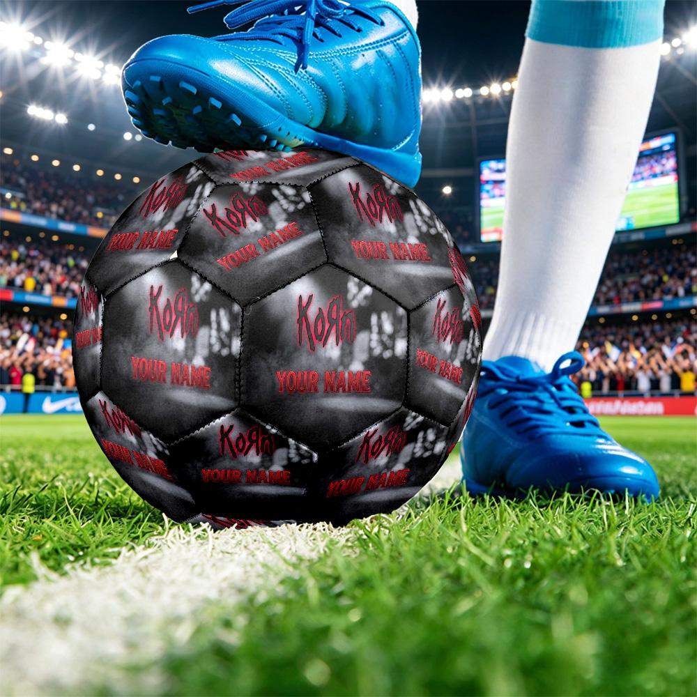 Korn Size 5 Football, Custom Name Text Personalized Soccer Ball Sport Training Gift