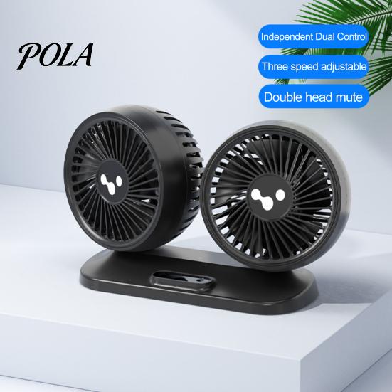 Auto Cooling Fan Car USB Powered Double Heads 360 Degree Rotatable 3 Speeds Adjustable 12V/24V Universal Large Airflow Dashboard Mount Accessories
