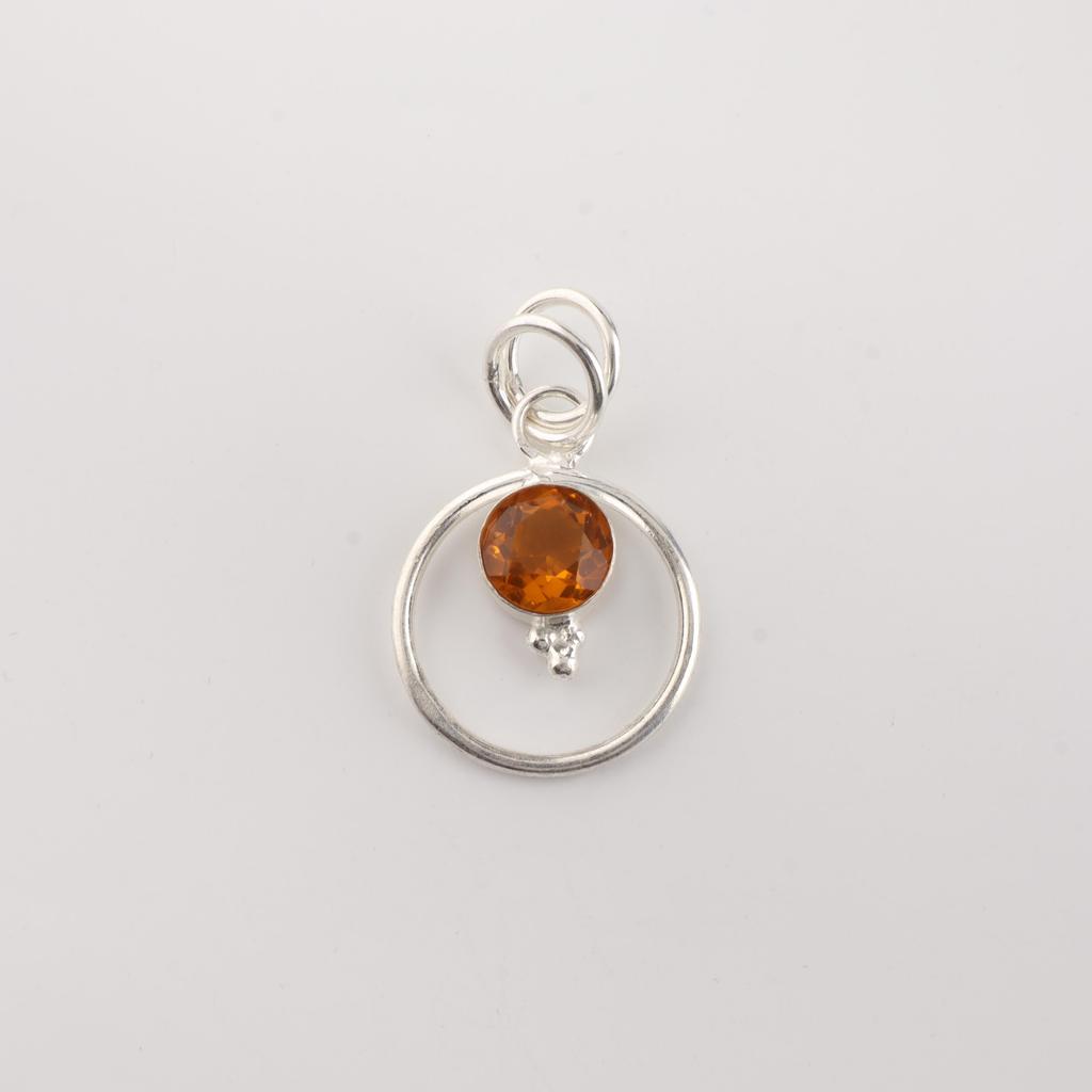 Citrine Gemstone 925 Sterling Silver Necklace Partywear Pendant 1.2" Handmade Gift For Her PP-68-11