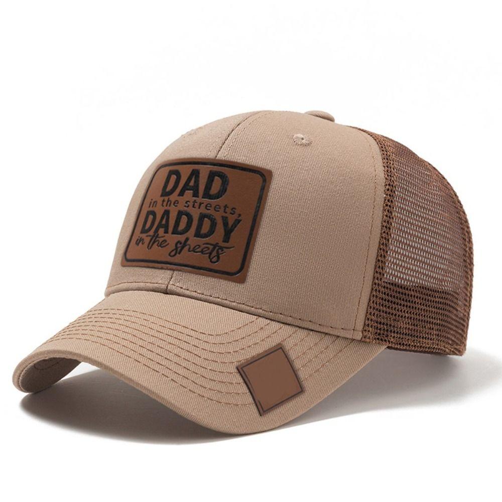 Casual Wear DADDY Trucker Hat Lether Patch Net Baseball Cap Sun Hat DAD Snapback Cap  Men & Women