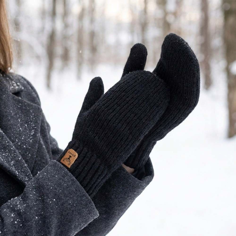 Thick Warm Gloves Fluffy Knit Mittens Suitable Double-Layer Mittens Unisex