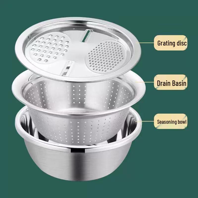 European Style 304 Stainless Steel Basin and Strainer: Vegetable Washing, Draining, Kitchen Rice Filter Basket