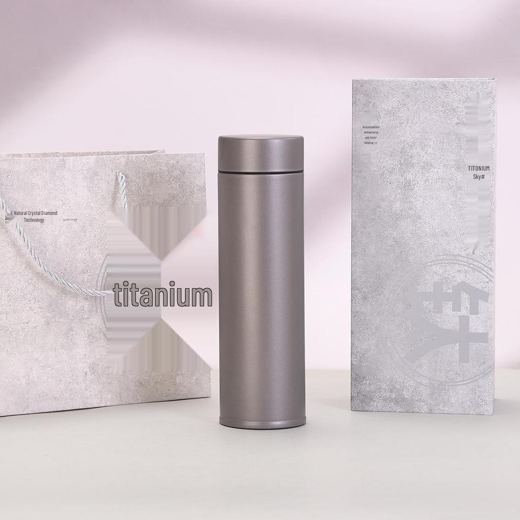 Titanium-Coated Insulated Mug: Double-Layer Vacuum Cup for Business or Gifts, Customizable Logo