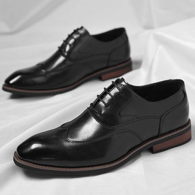 Mode Homme Britannique Affaires Pointu Noir Marron Brogue Oxford Chaussures Homme Mariage Robe Soirée Homecoming Gentleman Chaussures